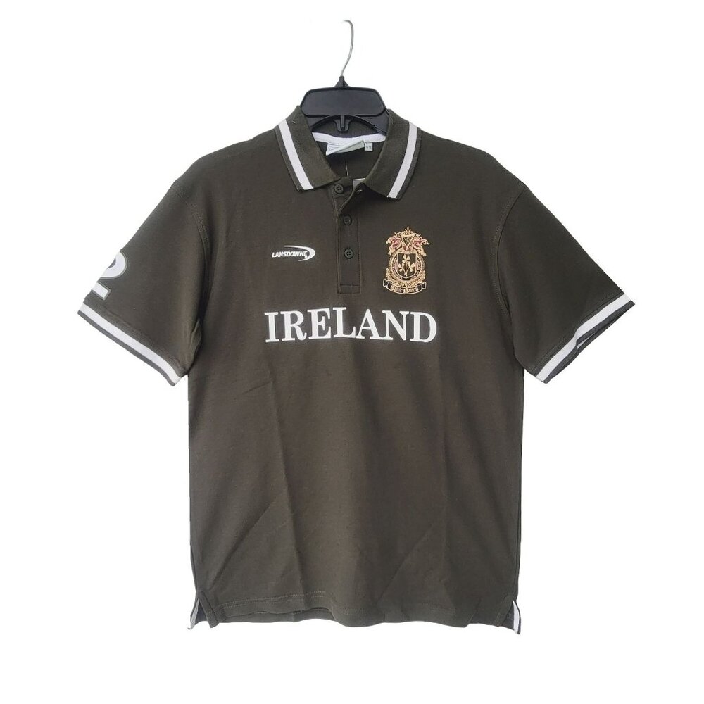 ⭐Lansdowne Sz 11/12 Boy Bottle olive Green Ireland Celtic Nation Crest Polo New